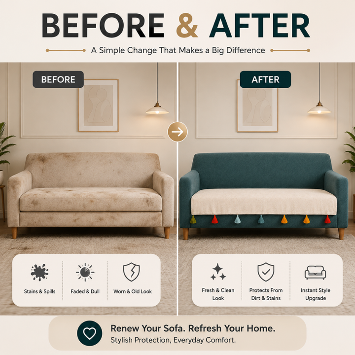 Beige Sadhaa Jute Cotton Sofa Cover