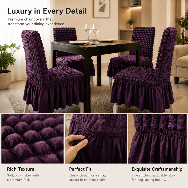 Wine Bubble Frill Chair Cover- Stretchable & Elastic Fitted