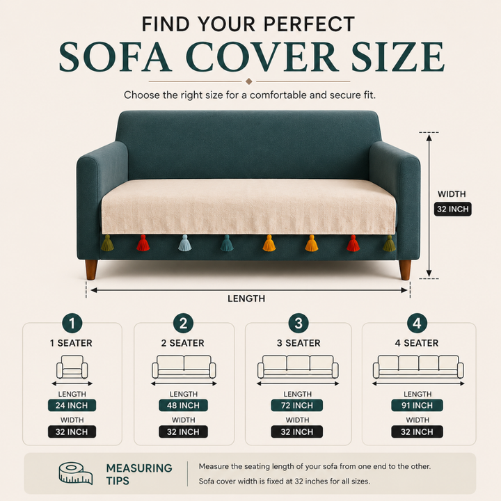 Beige Sadhaa Jute Cotton Sofa Cover