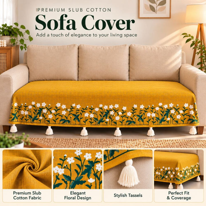 Yellow Garden Jute Cotton Sofa Cover jute sofa cover Great Happy IN 