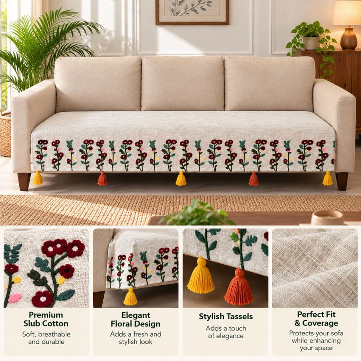 Vintage Orchard Jute Cotton Sofa Cover jute sofa cover Great Happy IN 