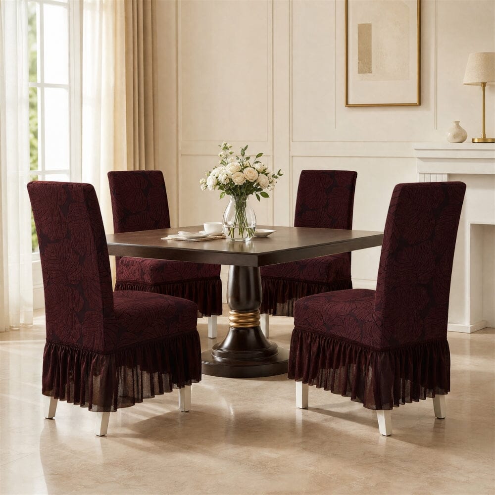 Jacquard Frill Chair Cover — Stretchable, Elastic Fit for Dining Chairs jacquard chair cover Great Happy IN 