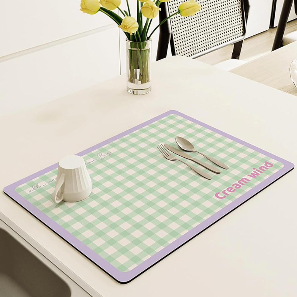 Quick Dry Kitchen Mat Great Happy IN 2 PCS - ₹599 Olive Grid 