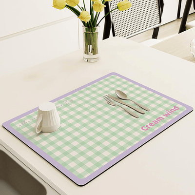 Quick Dry Kitchen Mat Great Happy IN 2 PCS - ₹599 Olive Grid 