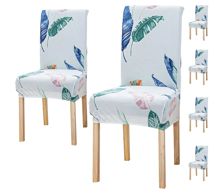 Premium Chair Cover - Stretchable & Elastic Fitted Great Happy IN Light Blue Tropical 4 PCS - ₹1299 