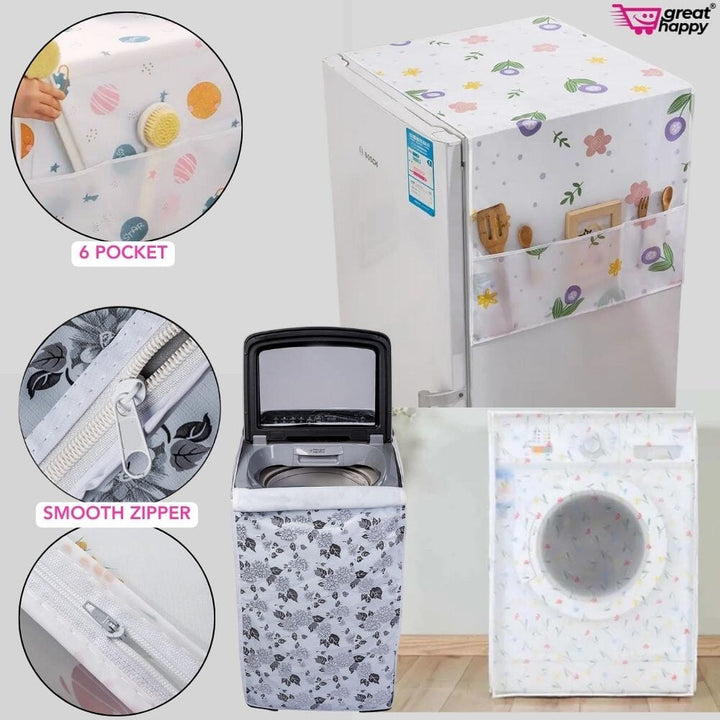 Washing Machine & Fridge Covers Combo Great Happy IN 