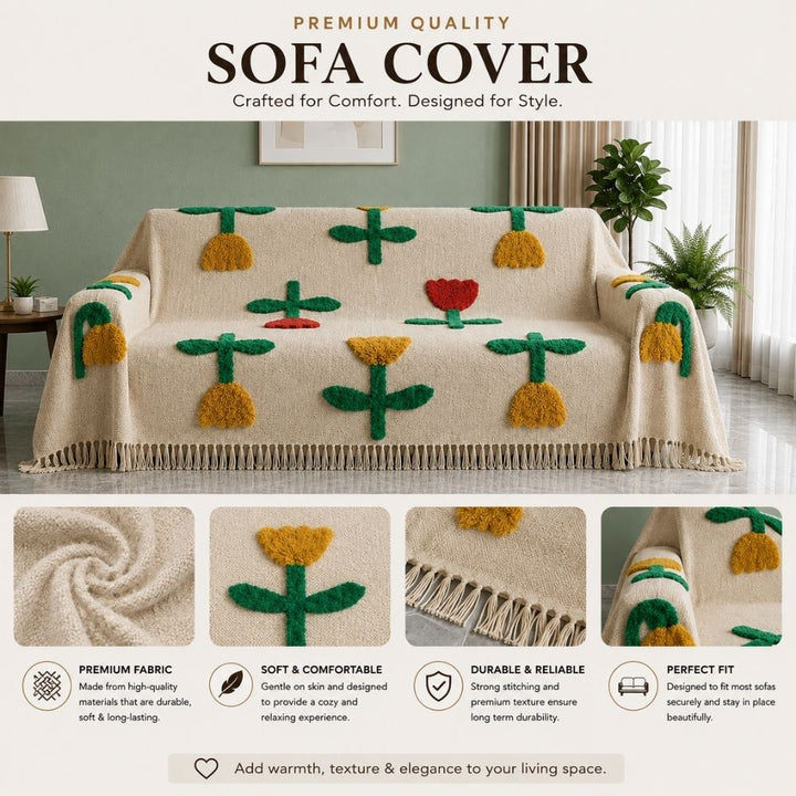 Garden Bloom Jute Cotton Sofa Throw
