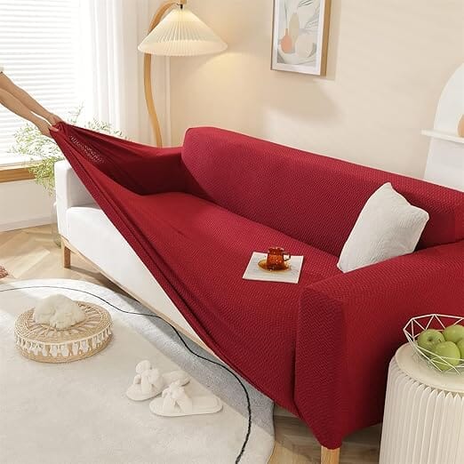 Maroon Polar Fleece Sofa Cover Great Happy IN 