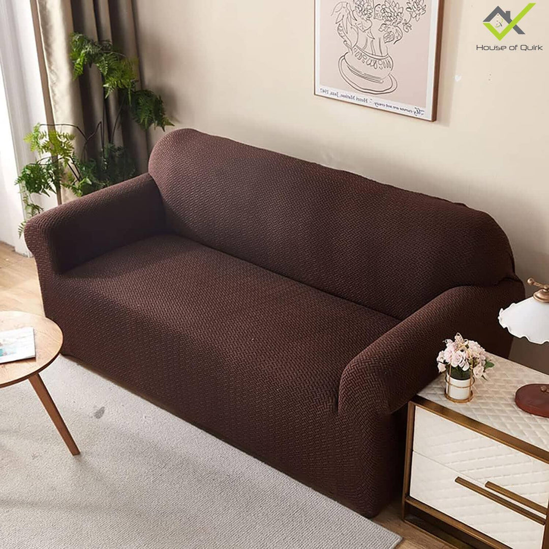 Dark Brown Polar Fleece Sofa Cover Great Happy IN 