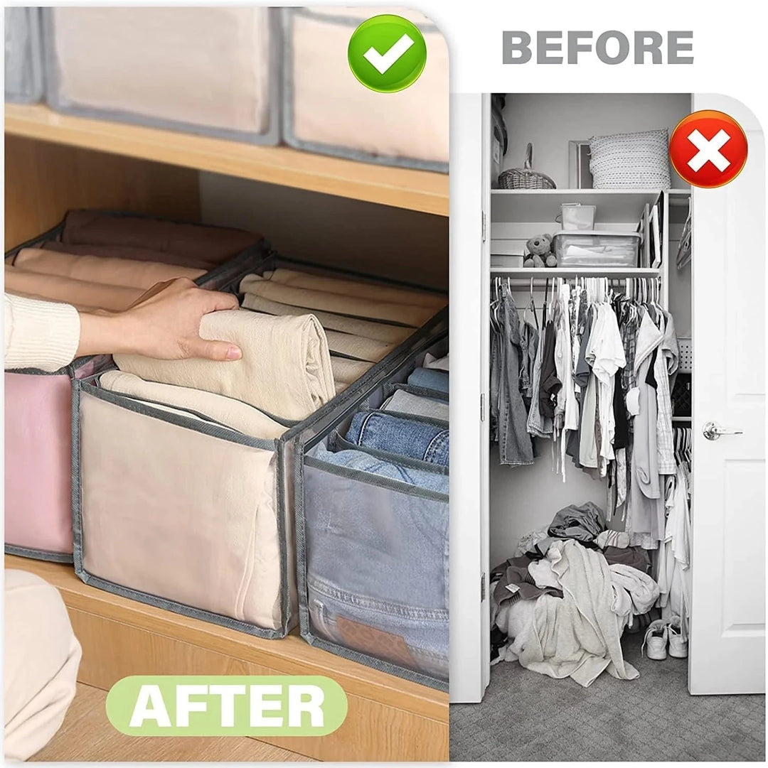 Space-Saving 7-Grid Storage Box - Organize Clothes, Socks, Pants & Innerwear Great Happy IN 