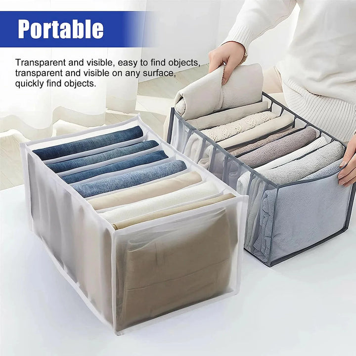 Space-Saving 7-Grid Storage Box - Organize Clothes, Socks, Pants & Innerwear Great Happy IN 