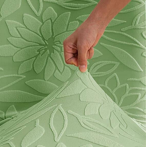 Green Jacquard Chair Cover - Stretchable & Elastic Fitted Great Happy IN 
