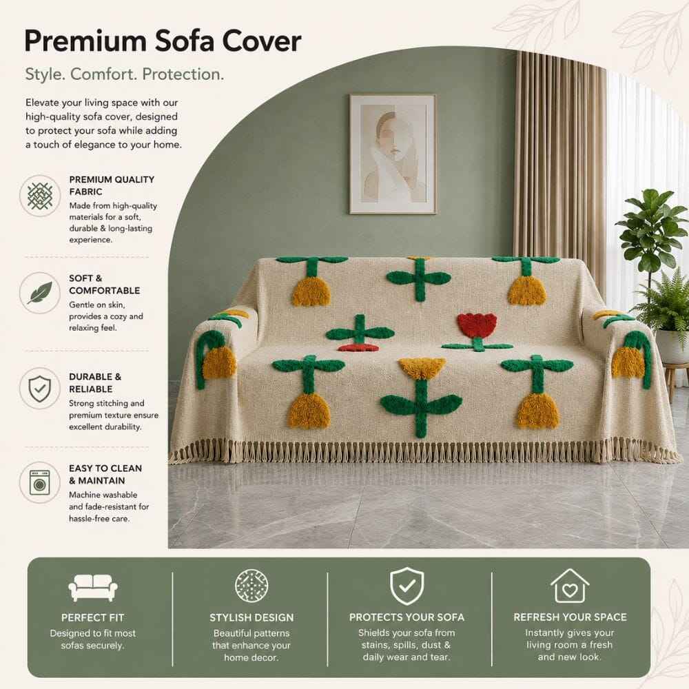 Garden Bloom Jute Cotton Sofa Throw