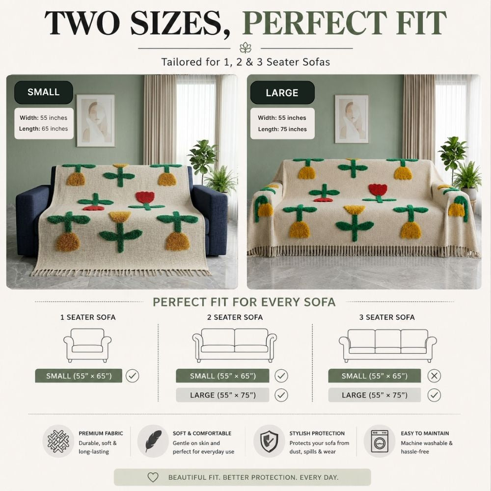Garden Bloom Jute Cotton Sofa Throw