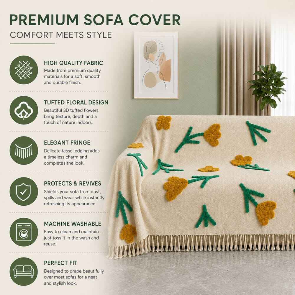 Golden Meadow Jute Cotton Sofa Throw