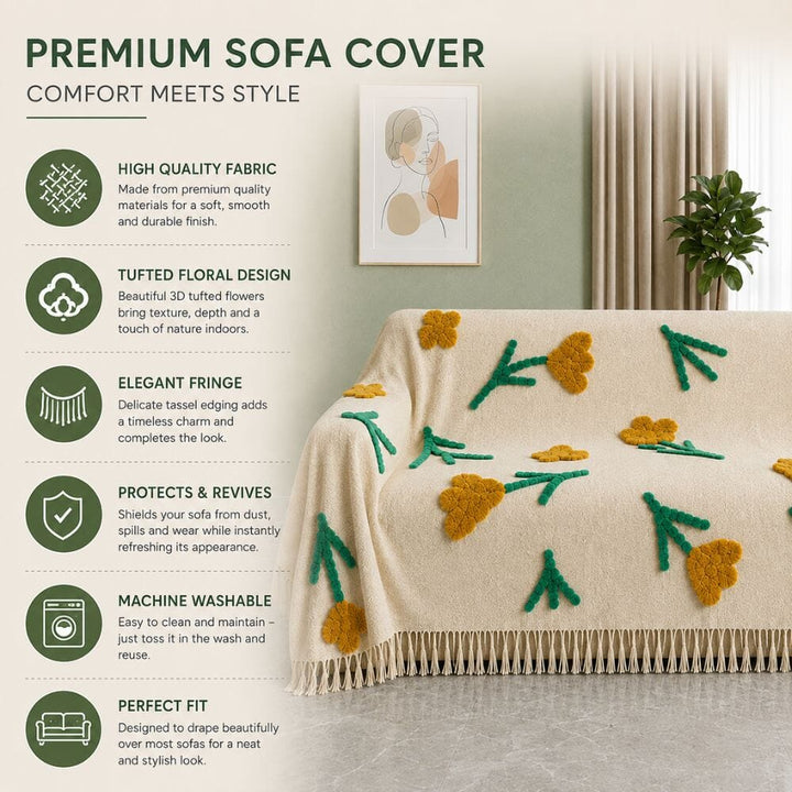 Golden Meadow Jute Cotton Sofa Throw throw sofa cover Great Happy IN 