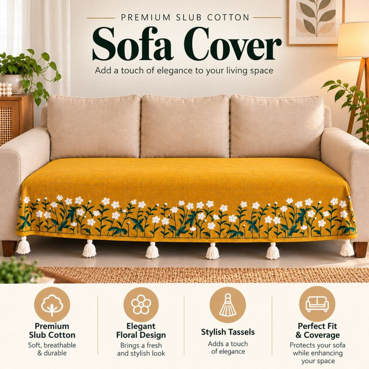 Yellow Garden Jute Cotton Sofa Cover jute sofa cover Great Happy IN 