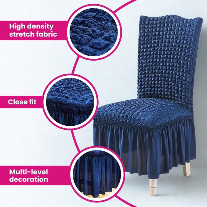 Bubble Frill Chair Cover- Stretchable & Elastic Fitted Great Happy IN 