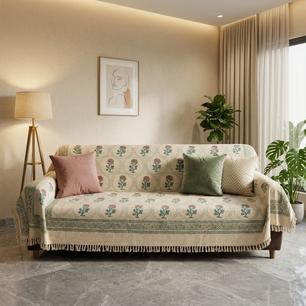 Jute Cotton Sofa Throw