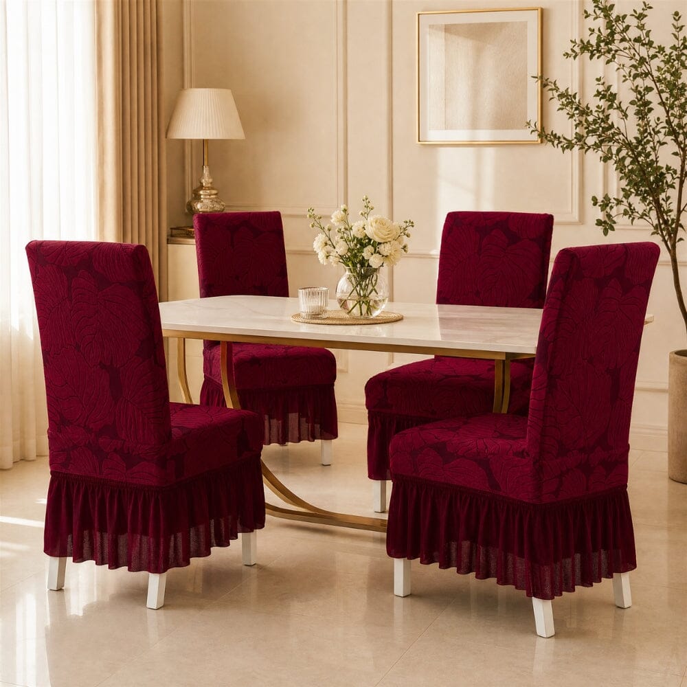 Jacquard Frill Chair Cover — Stretchable, Elastic Fit for Dining Chairs jacquard chair cover Great Happy IN 