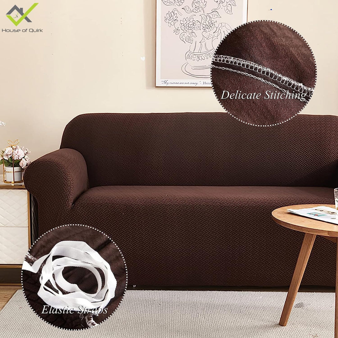 Dark Brown Polar Fleece Sofa Cover Great Happy IN 