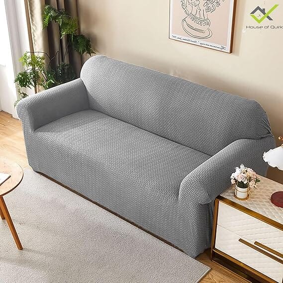 Grey Polar Fleece Sofa Cover Great Happy IN 