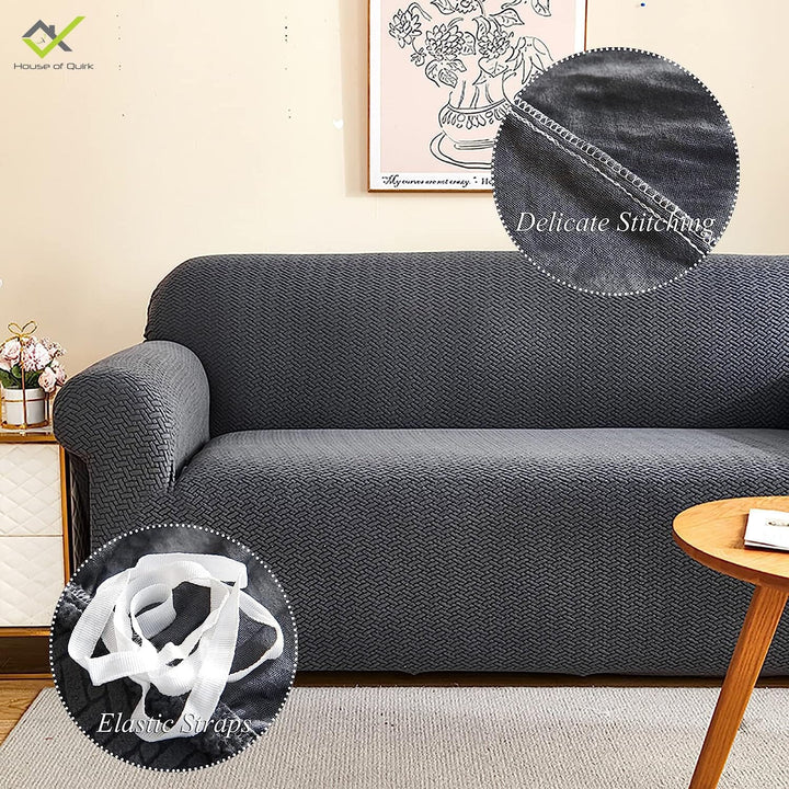 Dark Grey Polar Fleece Sofa Cover Great Happy IN 