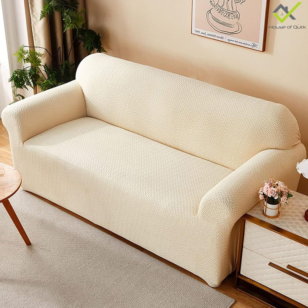 Cream Polar Fleece Sofa Cover Great Happy IN 