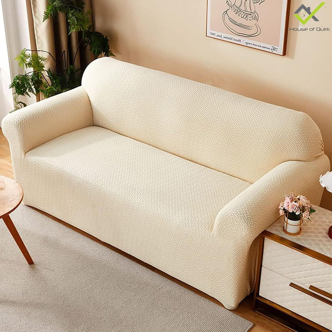Cream Polar Fleece Sofa Cover Great Happy IN 