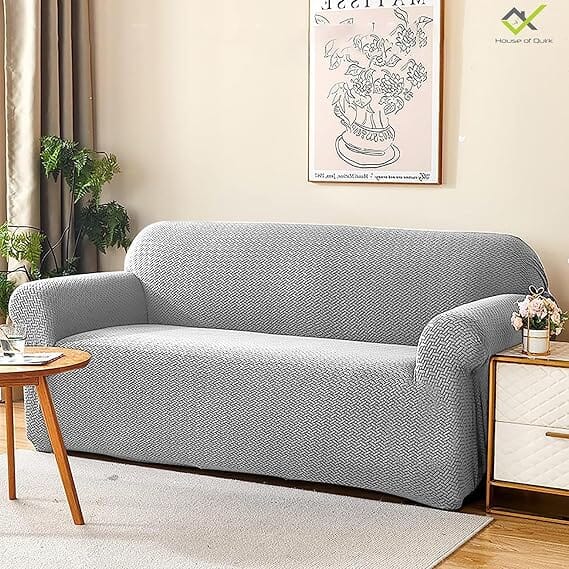 Grey Polar Fleece Sofa Cover Great Happy IN 