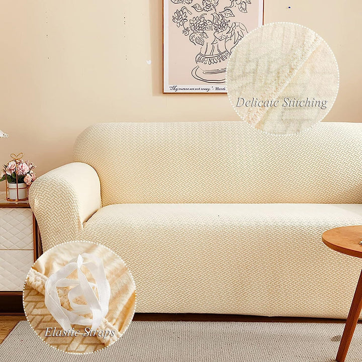 Cream Polar Fleece Sofa Cover Great Happy IN 