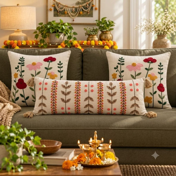 Festive Sofa Styling Gift Set gift Great Happy IN Sage Gulbahar Bagh 