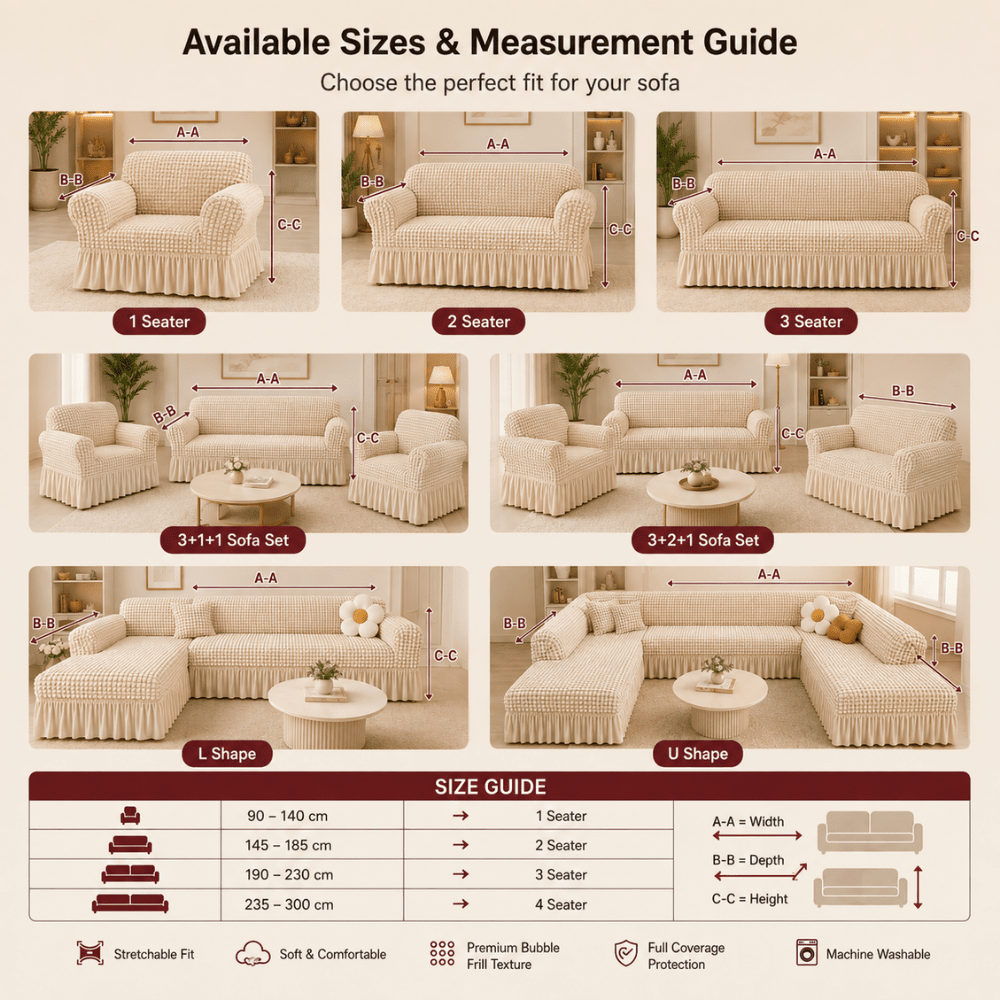 Beige Bubble Frill Sofa Cover bubble frill sofa cover Great Happy IN 