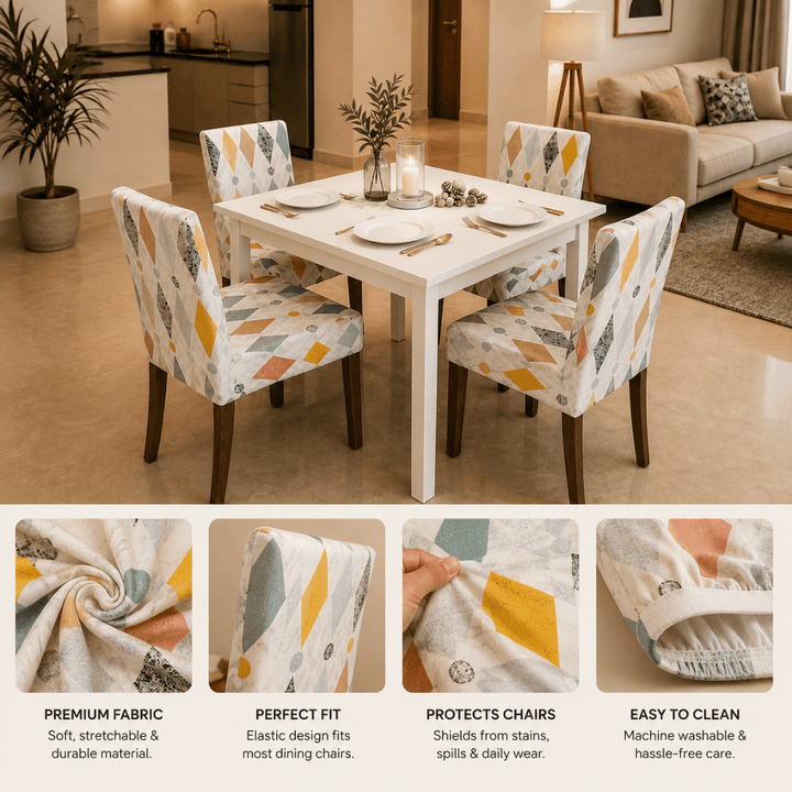 White Rainbow Premium Chair Cover - Stretchable & Elastic Fitted printed chair covers Great Happy IN 