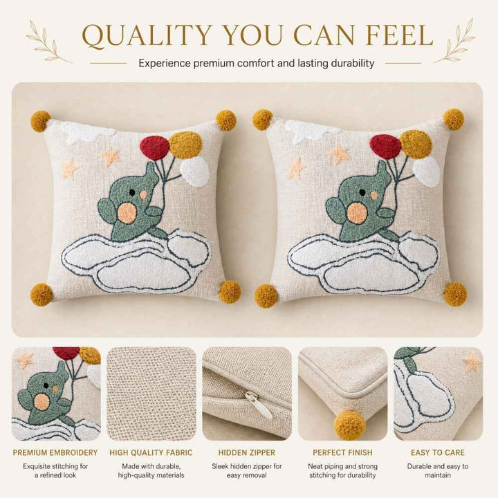 Balloon Ellie Artisan Embroidered Cushion Covers 16 × 16