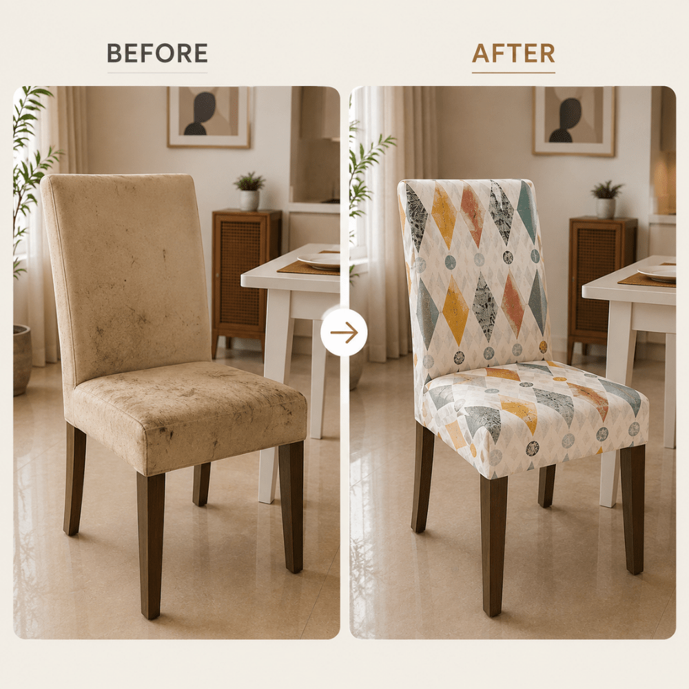 White Rainbow Premium Chair Cover - Stretchable & Elastic Fitted printed chair covers Great Happy IN 