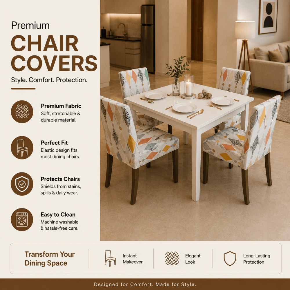 White Rainbow Premium Chair Cover - Stretchable & Elastic Fitted printed chair covers Great Happy IN 