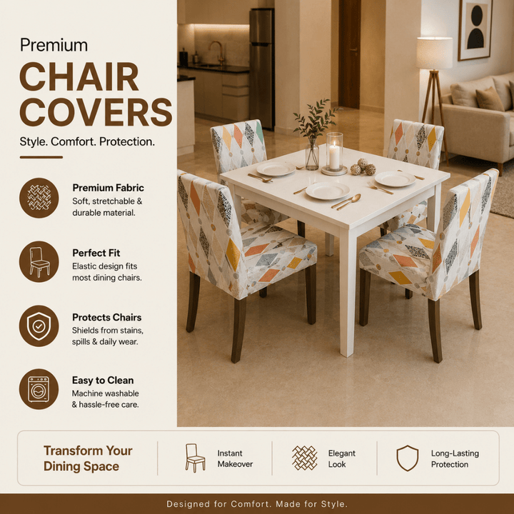 White Rainbow Premium Chair Cover - Stretchable & Elastic Fitted printed chair covers Great Happy IN 