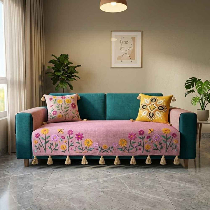 Jute Look Cotton Sofa Cover jute sofa cover Great Happy IN 