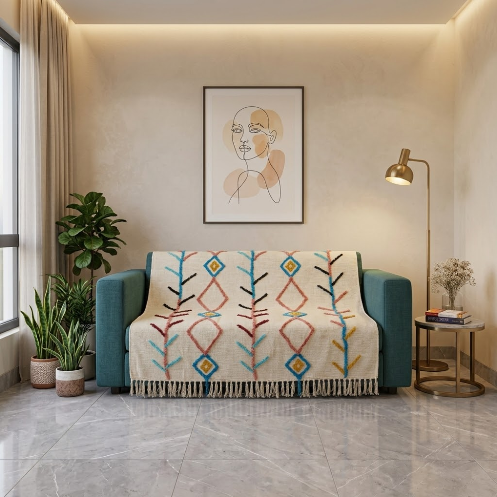 Jute Cotton Sofa Throw