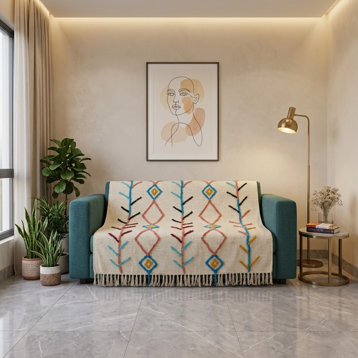 Jute Cotton Sofa Throw