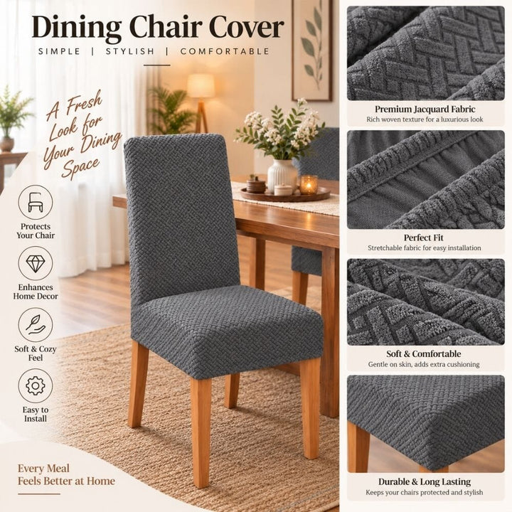 Dark Grey Polar Fleece Premium Chair Cover - Stretchable & Elastic Fitted polar fleece chair cover Great Happy IN 