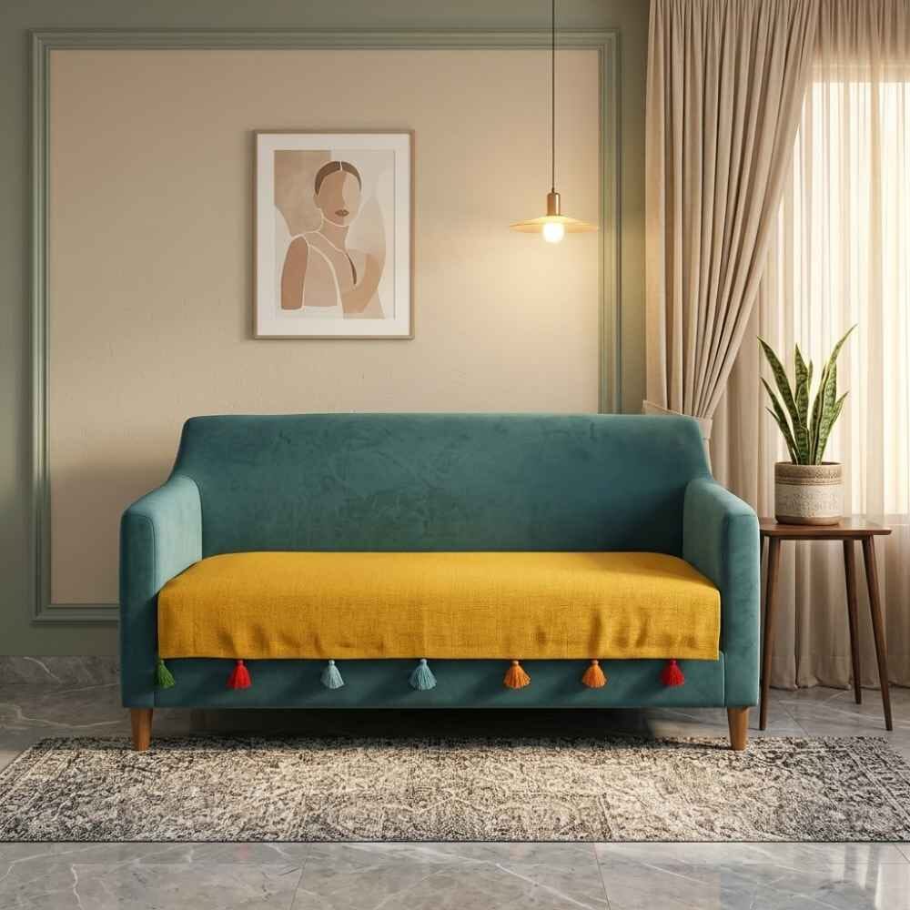 Jute Look Cotton Sofa Cover jute sofa cover Great Happy IN Sadhaa 3 Seater 