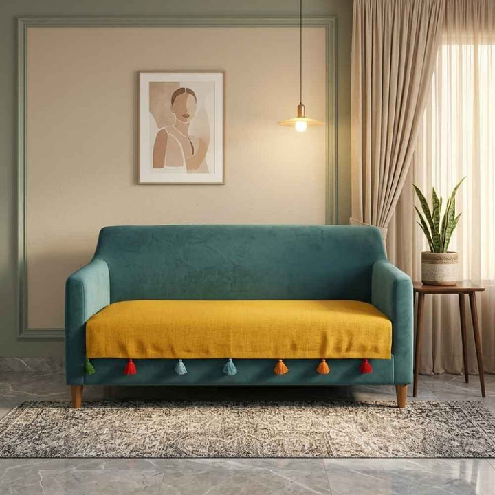 Jute Look Cotton Sofa Cover jute sofa cover Great Happy IN Sadhaa 3 Seater 