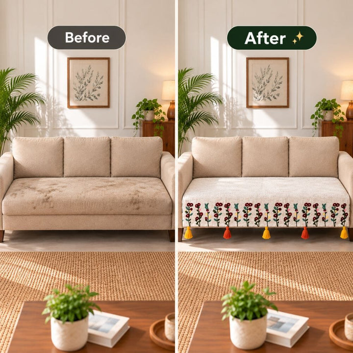Vintage Orchard Jute Cotton Sofa Cover jute sofa cover Great Happy IN 
