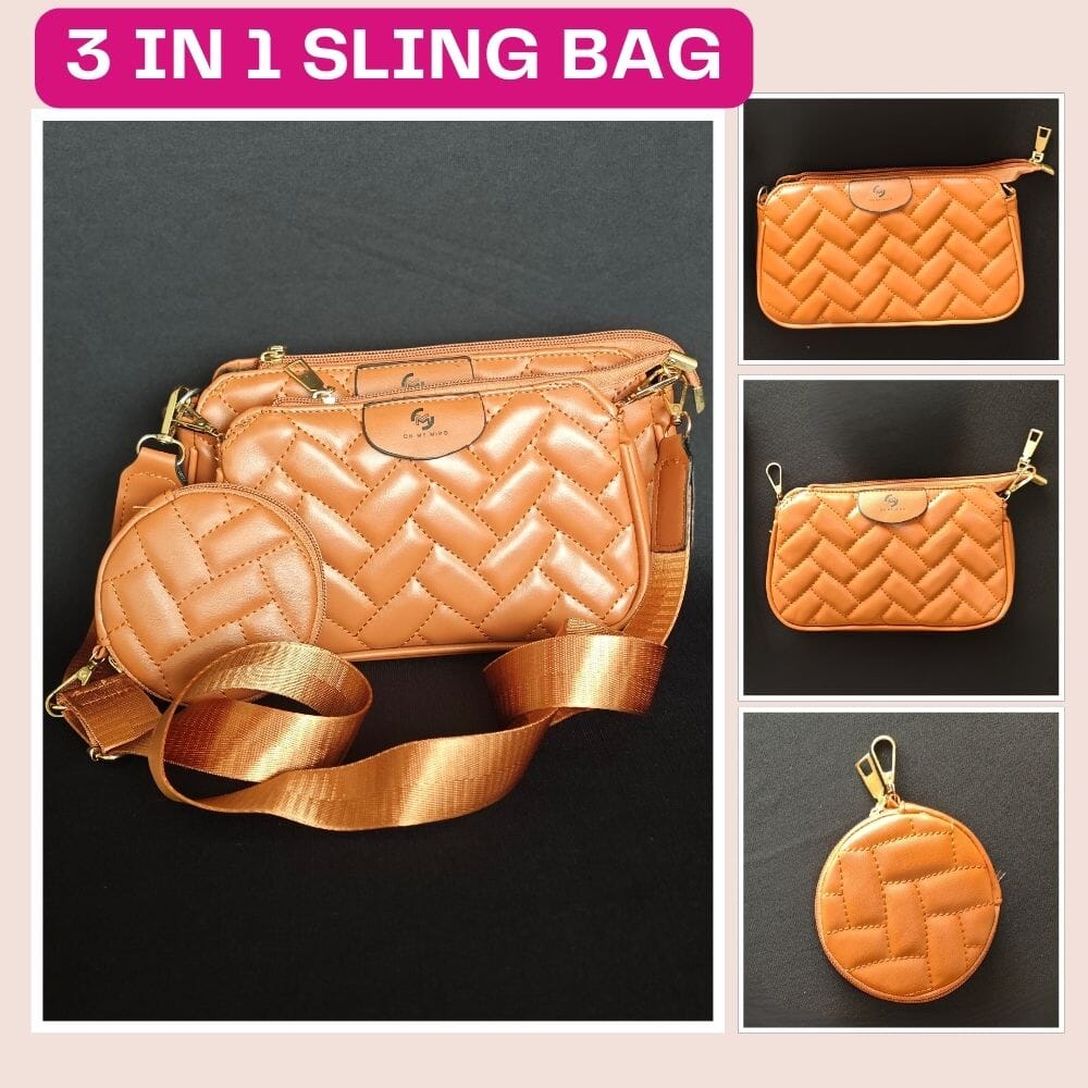 3 IN 1 Women's Sling Bag Great Happy IN BROWN 