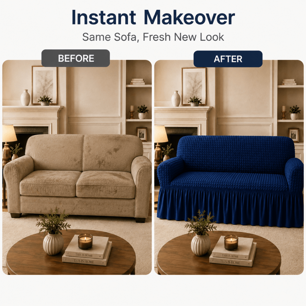 Navy Bubble Frill Sofa Cover bubble frill sofa cover Great Happy IN 