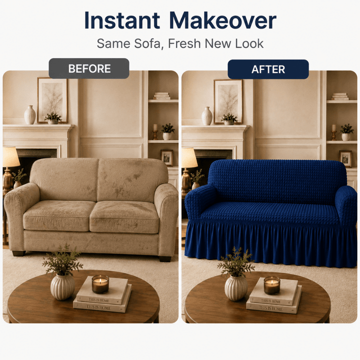 Navy Bubble Frill Sofa Cover bubble frill sofa cover Great Happy IN 
