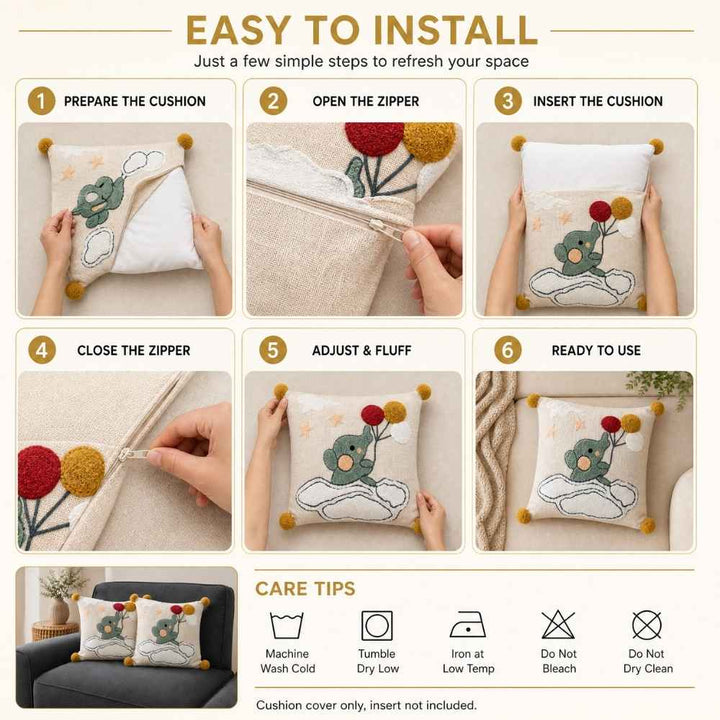 Balloon Ellie Artisan Embroidered Cushion Covers 16 × 16