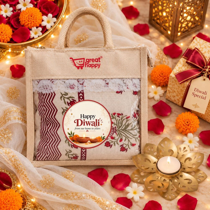 Festive Hand-Block Printed Bedcover - Luxury Diwali Gift gift Great Happy IN Rose Palm 